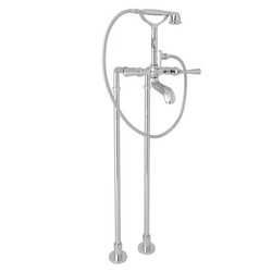 ROHL AKIT1901NLM PALLADIAN FLOOR MOUNTED EXPOSED TUB SHOWER MIXER PACKAGE WITH HANDSHOWER AND METAL LEVERS
