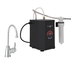 ROHL MBKIT7945LM-2 MICHAEL BERMAN GOTHAM C-SPOUT HOT WATER FAUCET KIT WITH TANK AND FILTER, METAL LEVER