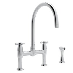 ROHL U.4272X-2 PERRIN & ROWE HOLBORN BRIDGE SINGLE HOLE KITCHEN FAUCET WITH SIDESPRAY AND FIVE SPOKE HANDLES