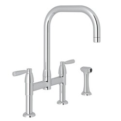 ROHL U.4279LS-2 PERRIN & ROWE HOLBORN U-SPOUT BRIDGE KITCHEN FAUCET WITH SIDESPRAY, METAL LEVERS