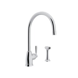 ROHL U.4846LS-2 PERRIN & ROWE HOLBORN SINGLE HOLE KITCHEN FAUCET WITH "C" SPOUT, SIDESPRAY AND METAL LEVERS