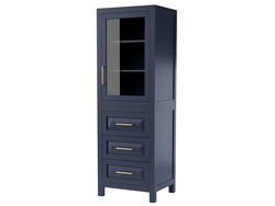 WYNDHAM COLLECTION WCV2525LTBL DARIA 24 INCH LINEN TOWER IN DARK BLUE WITH SHELVED CABINET STORAGE AND 3 DRAWERS