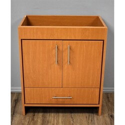 MTD VOLPA USA MTD-3130HM-0 PACIFIC 30 INCH MODERN BATHROOM VANITY IN HONEY MAPLE WITH STAINLESS STEEL ROUND HOLLOW HARDWARE CABINET ONLY
