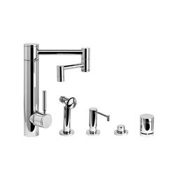 WATERSTONE FAUCETS 3600-12-4 HUNLEY KITCHEN FAUCET WITH 12 INCH ARTICULATED SPOUT - 4 PIECE SUITE