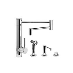 WATERSTONE FAUCETS 3600-18-3 HUNLEY KITCHEN FAUCET WITH 18 INCH ARTICULATED SPOUT - 3 PIECE SUITE