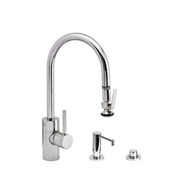 WATERSTONE FAUCETS 5800-3 CONTEMPORARY PLP PULL-DOWN FAUCET - LEVER SPRAYER - 3 PIECE SUITE