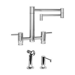 WATERSTONE FAUCETS 7600-18-2 HUNLEY BRIDGE FAUCET WITH 18 INCH ARTICULATED SPOUT - 2 PIECE SUITE