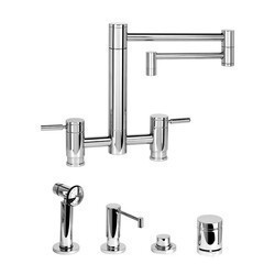 WATERSTONE FAUCETS 7600-18-4 HUNLEY BRIDGE FAUCET WITH 18 INCH ARTICULATED SPOUT - 4 PIECE SUITE