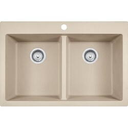FRANKE DIG62D91-CHA PRIMO 33 INCH DUAL MOUNT DOUBLE BOWL GRANITE KITCHEN SINK IN CHAMPAGNE