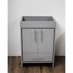 MTD VOLPA USA MTD-3124G-0 PACIFIC 24 INCH MODERN BATHROOM VANITY IN GREY WITH STAINLESS STEEL ROUND HOLLOW HARDWARE CABINET ONLY