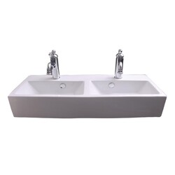 BARCLAY 4-9100WH WINFIELD 33 1/2 INCH DOUBLE BASIN WALL MOUNT BATHROOM SINK - WHITE