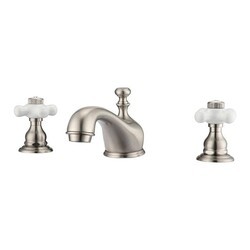 BARCLAY LFW100-PC MARSALA 3 3/4 INCH THREE HOLES DECK MOUNT WIDESPREAD BATHROOM FAUCET WITH PORCELAIN CROSS HANDLES