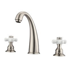 BARCLAY LFW106-PC MADDOX 7 3/8 INCH THREE HOLES DECK MOUNT WIDESPREAD BATHROOM FAUCET WITH PORCELAIN CROSS HANDLES