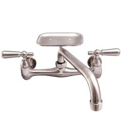 BARCLAY KF100 DOLLIE 5 7/8 INCH TWO HOLES WALL MOUNT KITCHEN FAUCET WITH SOAP DISH AND LEVER HANDLES
