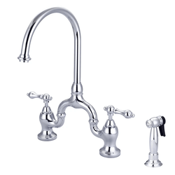 BARCLAY KFB504-ML BANNER 16 5/8 INCH THREE HOLES DECK MOUNT BRIDGE KITCHEN FAUCET WITH SIDE SPRAY AND LEVER HANDLES