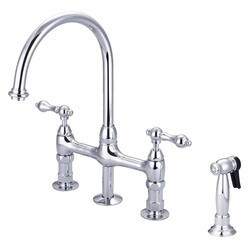 BARCLAY KFB512-ML HARDING 15 INCH FOUR HOLES DECK MOUNT BRIDGE KITCHEN FAUCET WITH SIDE SPRAY AND LEVER HANDLES