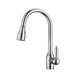 BARCLAY KFS408-L2 BAY 16 5/8 INCH SINGLE HOLE DECK MOUNT KITCHEN FAUCET WITH PULL-DOWN SPRAY AND 4 INCH LEVER HANDLE