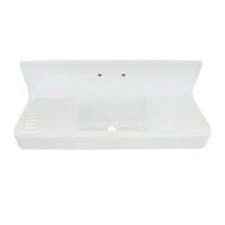 BARCLAY KSCI60-WH ALMA 60 1/4 INCH SINGLE BOWL WALL MOUNT KITCHEN SINK WITH DRAIN BOARD - WHITE