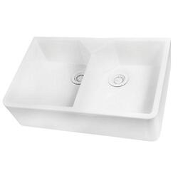 BARCLAY FS31 JOLIE 31 1/2 INCH DOUBLE BOWL APRON FRONT FARMER KITCHEN SINK WITHOUT FAUCET HOLE