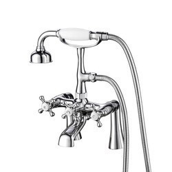 BARCLAY 4608-MC VINTAGE 13 1/2 INCH TWO HOLES DECK MOUNT TUB FILLER WITH HAND SHOWER AND DIVERTER