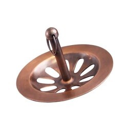 BARCLAY 5599-4AC DAISY 3 1/4 INCH WHEEL OVERFLOW COVER WITH BOLT - ANTIQUE COPPER