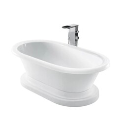 BARCLAY ATDRN71BB-WH CORDOBA 72 3/4 INCH ACRYLIC FREESTANDING OVAL SOAKER DOUBLE ROLL TOP BATHTUB - WHITE