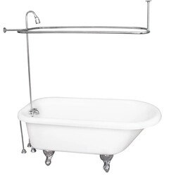 BARCLAY TKADTR60-WCP3 ANTHEA 60 INCH ACRYLIC FREESTANDING CLAWFOOT SOAKER BATHTUB IN WHITE WITH METAL LEVER TUB FILLER AND 3/4 INCH RECTANGULAR SHOWER UNIT IN CHROME