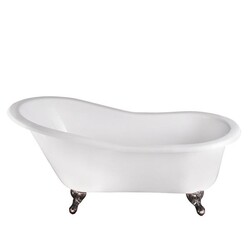 BARCLAY CTSN60-WH GRIFFIN 61 1/4 INCH CAST IRON FREESTANDING CLAWFOOT OVAL SOAKER SLIPPER BATHTUB - WHITE