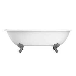 BARCLAY ATDR7H70I-WH COLLIER 70 INCH ACRYLIC FREESTANDING CLAWFOOT OVAL SOAKER DOUBLE ROLL TOP BATHTUB WITH 7 INCH RIM HOLES - WHITE