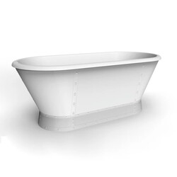BARCLAY ATDRN66A-WH CORRIGAN 65 3/4 INCH ACRYLIC FREESTANDING OVAL SOAKER DOUBLE ROLL TOP BATHTUB WITH INTEGRAL DRAIN AND OVERFLOW - WHITE
