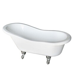BARCLAY ADTS67-WH ISADORA 67 INCH ACRYLIC FREESTANDING CLAWFOOT OVAL SOAKER DOUBLE SLIPPER BATHTUB - WHITE