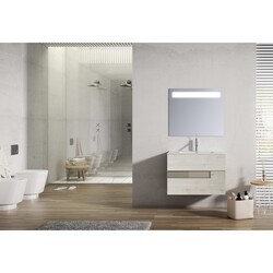 LUCENA BATH 3066 VISION 32 INCH 2 DRAWER VANITY WITH CERAMIC SINK IN ABEDUL WITH TORTORA GLASS HANDLE