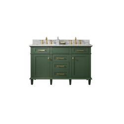 LEGION FURNITURE WLF2254-VG 54 INCH VOGUE GREEN FINISH DOUBLE SINK VANITY CABINET WITH CARRARA WHITE TOP