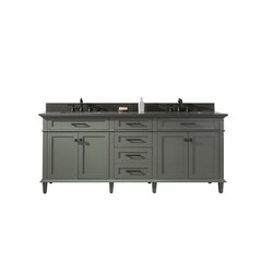 LEGION FURNITURE WLF2280-PG 80 INCH PEWTER GREEN DOUBLE SINGLE SINK VANITY CABINET WITH BLUE LIME STONE QUARTZ TOP
