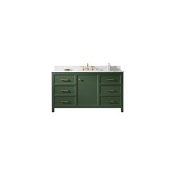 LEGION FURNITURE WLF2160S-VG 60 INCH VOGUE GREEN FINISH SINGLE SINK VANITY CABINET WITH CARRARA WHITE TOP