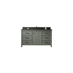 LEGION FURNITURE WLF2160S-PG 60 INCH PEWTER GREEN FINISH SINGLE SINK VANITY CABINET WITH BLUE LIME STONE TOP