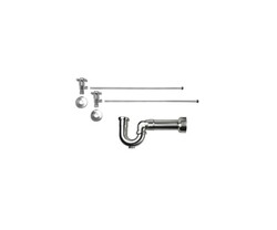 MOUNTAIN PLUMBING MT3042-NL 1/2 INCH COMPRESSION (5/8 INCH O.D.) INLET X 3/8 INCH O.D. COMPRESSION OUTLET LAVATORY ANGLE SUPPLY KIT WITH MASSACHUSETTS P-TRAP AND CROSS HANDLE