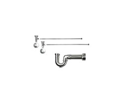 MOUNTAIN PLUMBING MT3043-NL 1/2 INCH COMPRESSION (5/8 INCH O.D.) INLET X 3/8 INCH O.D. COMPRESSION OUTLET LAVATORY ANGLE SUPPLY KIT WITH MASSACHUSETTS P-TRAP AND DELUXE OVAL HANDLE