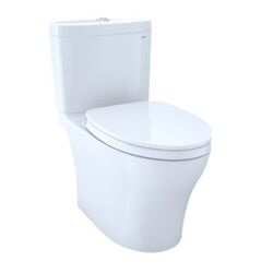 TOTO CST446CEMG#01 AQUIA IV TWO-PIECE ELONGATED 1.28/0.8 DUAL FLUSH SKIRTED TOILET WITH CEFIONTECT, COTTON WHITE