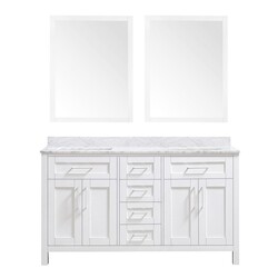 OVE DECORS 15VKC-TAHO60-007EI TAHOE 60 INCH VANITY IN WHITE WITH WHITE CARRERA MARBLE TOP AND MIRROR