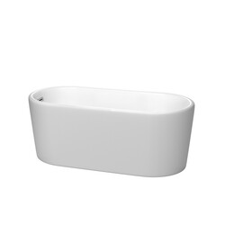 WYNDHAM COLLECTION WCBTE301159MW URSULA 59 INCH FREESTANDING BATHTUB IN MATTE WHITE WITH POLISHED CHROME DRAIN AND OVERFLOW TRIM