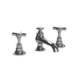 LEFROY BROOKS C1-1104 CLASSIC THREE HOLES DECK MOUNT CONNAUGHT BASIN MIXER WITH POP-UP WASTE AND CROSS HANDLES