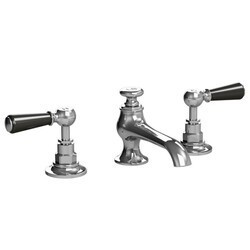 LEFROY BROOKS CB-1105 CLASSIC BLACK THREE HOLES DECK MOUNT CONNAUGHT BASIN MIXER WITH POP-UP WASTE AND LEVER HANDLES