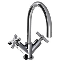 LEFROY BROOKS K1-1210 KAFKA 11 INCH SINGLE HOLE DECK MOUNT BASIN MIXER WITH POP-UP WASTE AND CROSS HANDLES