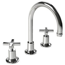 LEFROY BROOKS M2-1120 FLEETWOOD 9 1/2 INCH THREE HOLES DECK MOUNT BASIN MIXER WITH CROSS HANDLES