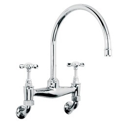 LEFROY BROOKS LB-1518 CLASSIC 13 3/8 INCH TWO HOLES WALL MOUNT KITCHEN BRIDGE MIXER WITH CROSS HANDLES