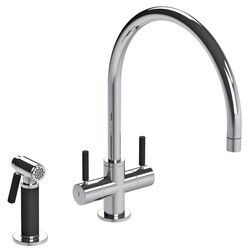LEFROY BROOKS X1-2055 XO 13 3/4 INCH ZU SINGLE HOLE DECK MOUNT KITCHEN MIXER WITH LEVER HANDLES AND PULL-OUT HAND SPRAY
