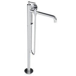 LEFROY BROOKS M2-2305 FLEETWOOD 34 5/8 INCH SINGLE HOLE FLOOR MOUNT TUB FILLER WITH METAL HANDSHOWER AND LEVER HANDLE