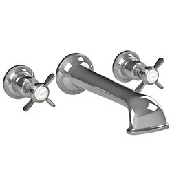 LEFROY BROOKS C1-2400 CLASSIC 2 3/4 INCH THREE HOLES WALL MOUNT TUB FILLER WITH CROSS HANDLES
