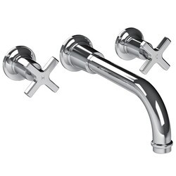 LEFROY BROOKS M2-2400 FLEETWOOD 3 1/8 INCH THREE HOLES WALL MOUNT TUB FILLER WITH CROSS HANDLES